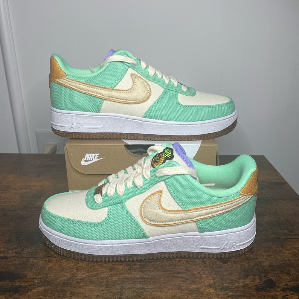Nike Air Force 1 Low Green and Tan Sneakers